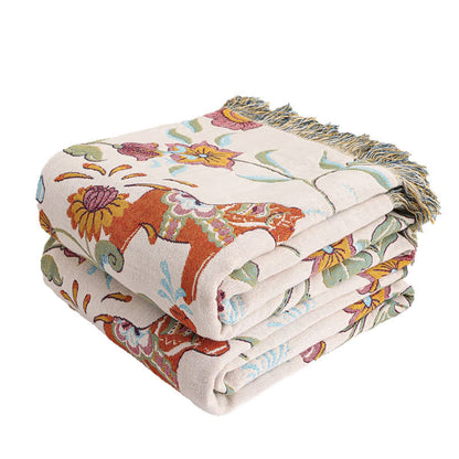 Couette en gaze de coton naturel avec motif cheval et motif floral - image 5