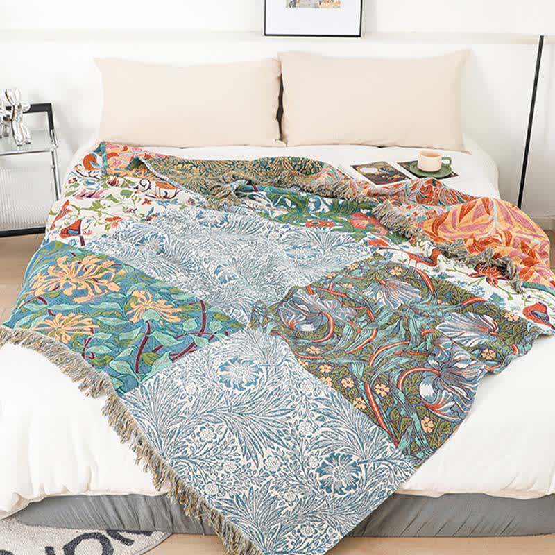 Couette patchwork en gaze de coton naturel à motif floral - image 2