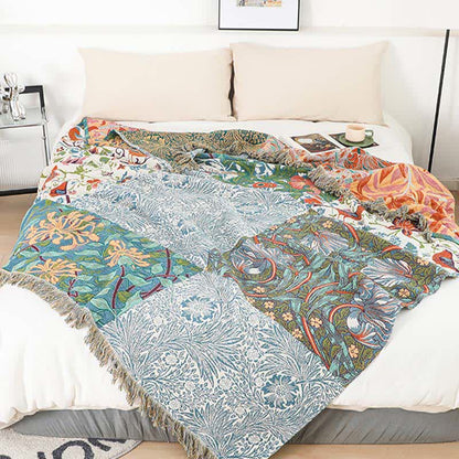 Couette patchwork en gaze de coton naturel à motif floral - image 2