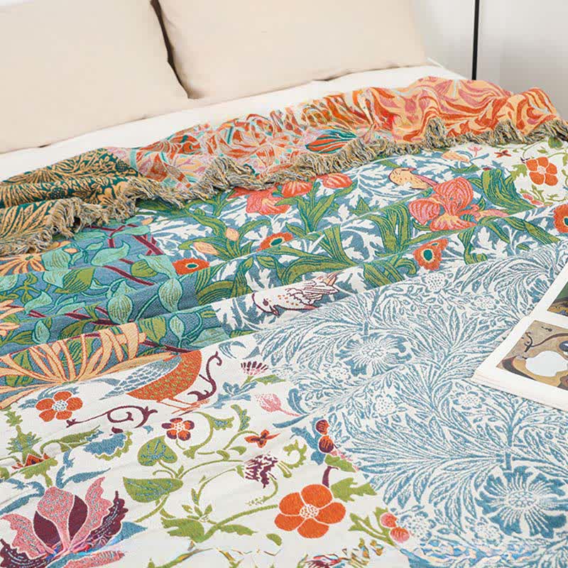 Couette patchwork en gaze de coton naturel à motif floral - image 5