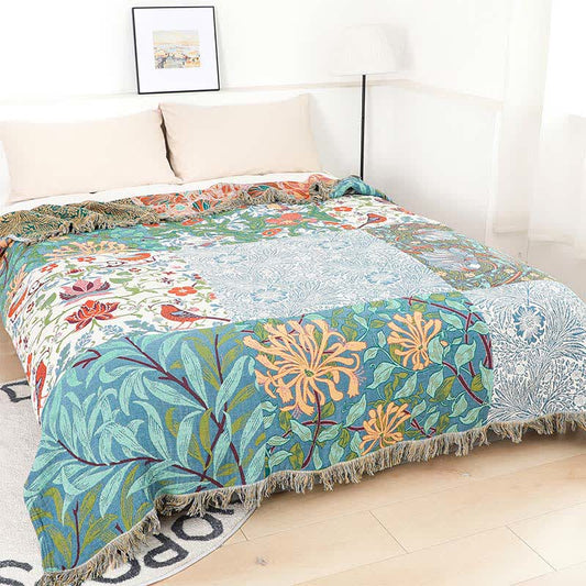Couette patchwork en gaze de coton naturel à motif floral - 200cm x 230cm - image 0