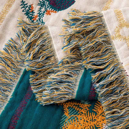 Couette en gaze de coton naturel à motif floral et à carreaux - image 4