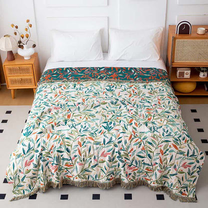 Couette Fresh Leaf en gaze de coton naturelle - 200cm x 230cm - image 0