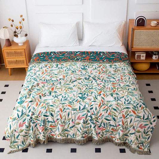 Couette Fresh Leaf en gaze de coton naturelle - 200cm x 230cm - image 0
