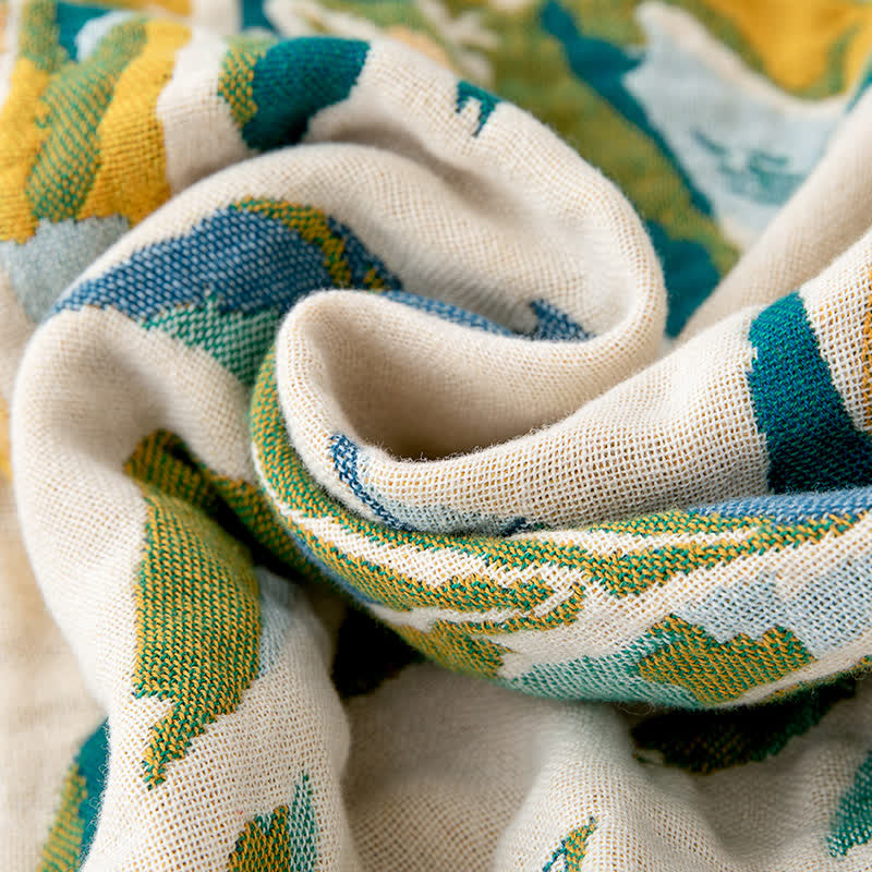Couette en gaze de coton naturel avec dégradé et feuilles - image 4