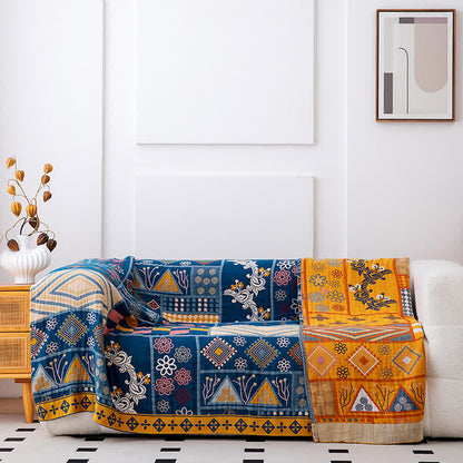 Couette patchwork en coton naturel à motifs géométriques - image 2
