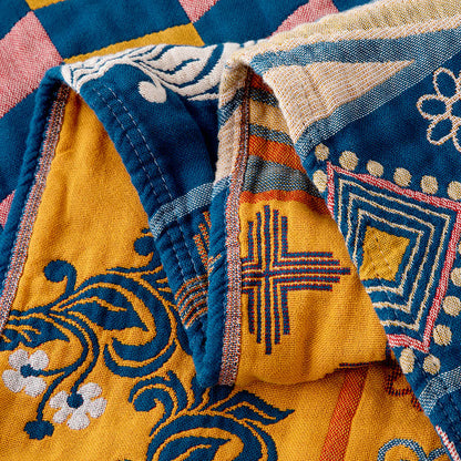 Couette patchwork en coton naturel à motifs géométriques - image 4