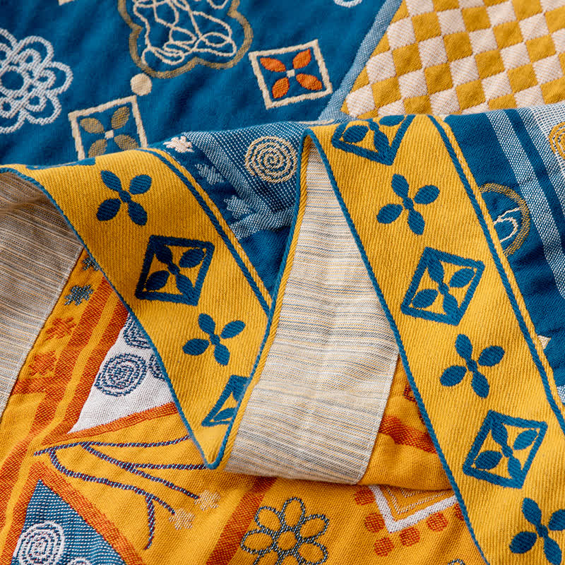 Couette patchwork en coton naturel à motifs géométriques - image 3