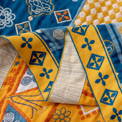 Couette patchwork en coton naturel à motifs géométriques - image 3