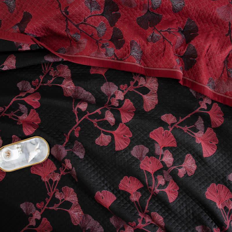 Couvre-lit réversible en coton biologique à motif de feuilles de ginkgo - image 13