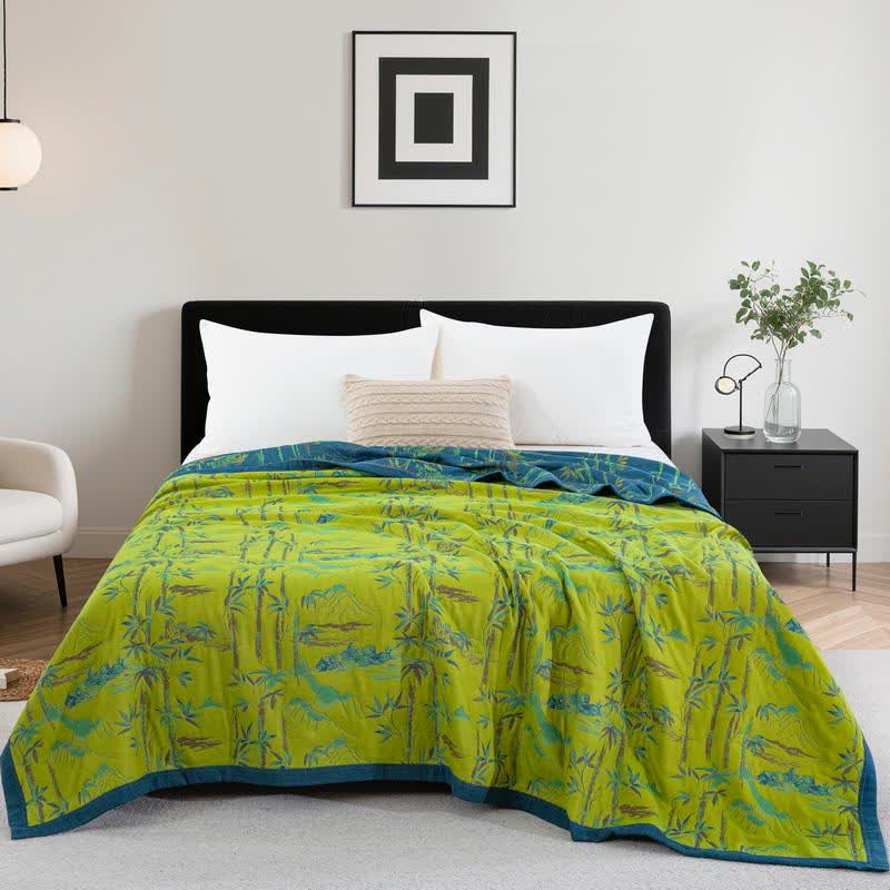 Couverture réversible en coton naturel de bambou - Vert - Plafond - 244 cm x 264 cm - image 16