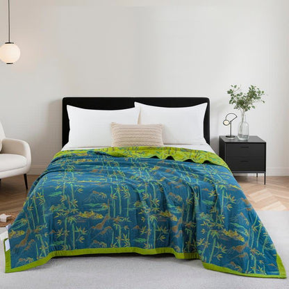 Couverture réversible en coton naturel de bambou - Bleu - Plafond - 244 cm x 264 cm - image 4