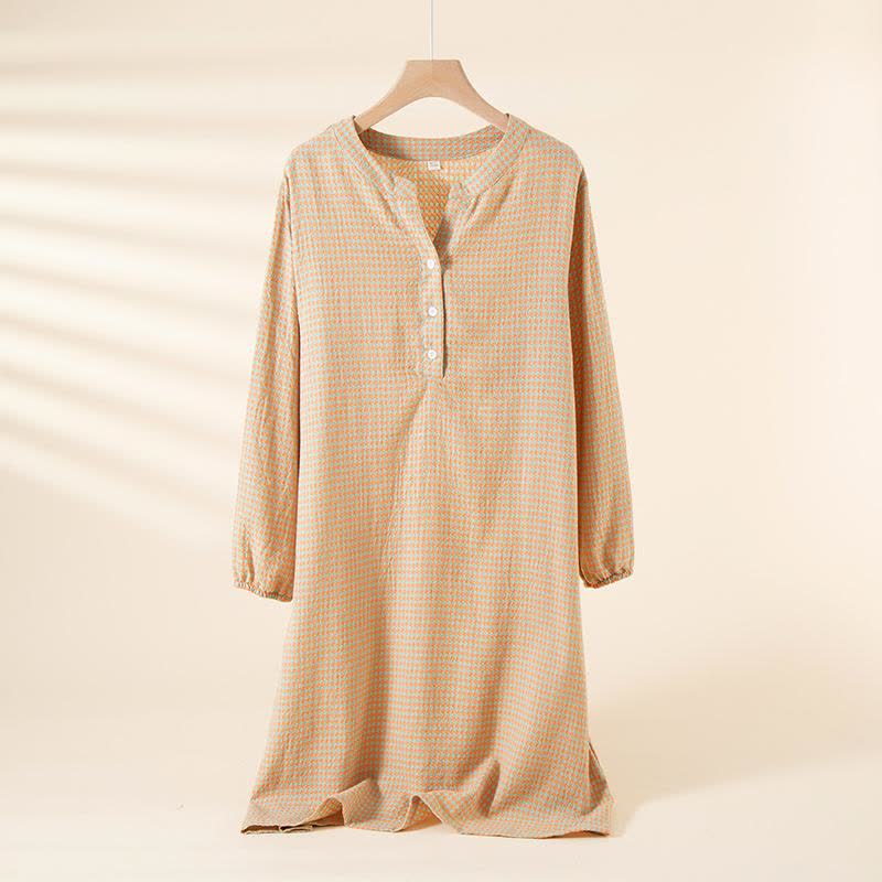 Chemise de nuit en gaze de coton naturel à motif pied-de-poule - Rose clair - XL - image 12