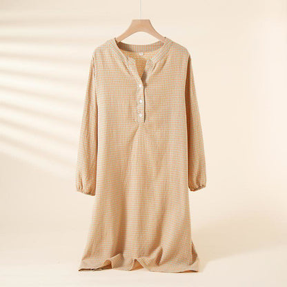 Chemise de nuit en gaze de coton naturel à motif pied-de-poule - Rose clair - XL - image 12