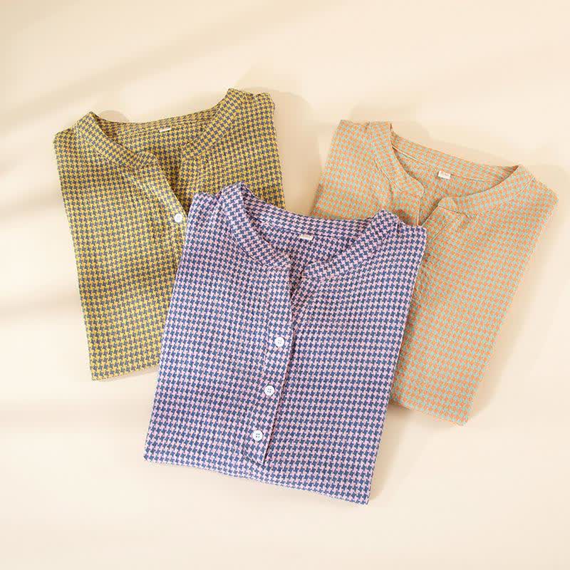 Chemise de nuit en gaze de coton naturel à motif pied-de-poule - image 1