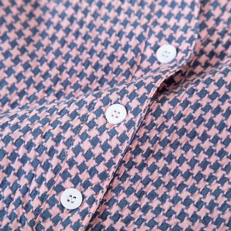 Chemise de nuit en gaze de coton naturel à motif pied-de-poule - image 5