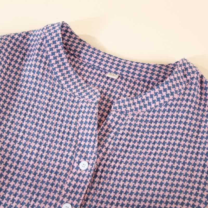 Chemise de nuit en gaze de coton naturel à motif pied-de-poule - image 4