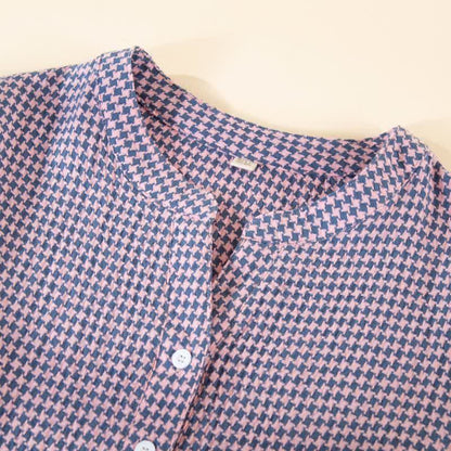Chemise de nuit en gaze de coton naturel à motif pied-de-poule - image 4