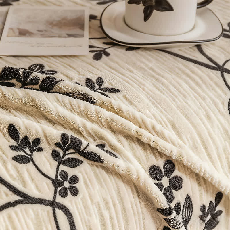 Couverture de canapé en chenille avec branches florales - image 3