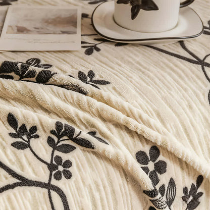 Couverture de canapé en chenille avec branches florales - image 3