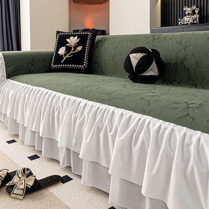 Housse de canapé en chenille « Lily » à volants - Vert - 180cm x 340cm - image 8