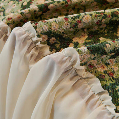 Housse de canapé verte à motif floral et volants - image 6