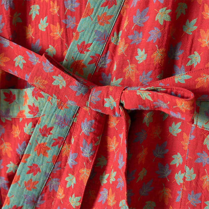 Peignoir kimono en coton bio imprimé feuille d'érable - image 7