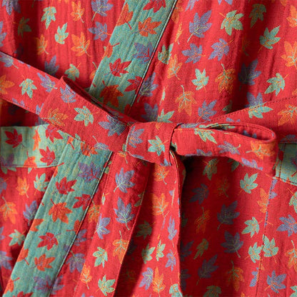 Peignoir kimono en coton bio imprimé feuille d'érable - image 7