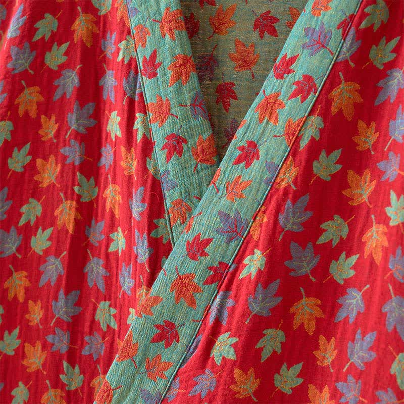 Peignoir kimono en coton bio imprimé feuille d'érable - image 9
