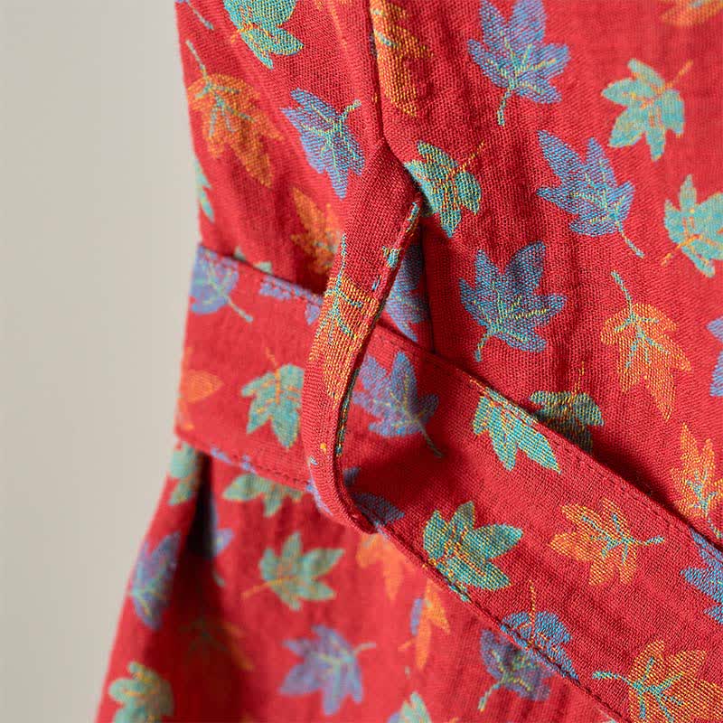 Peignoir kimono en coton bio imprimé feuille d'érable - image 10