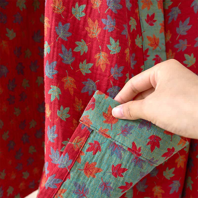 Peignoir kimono en coton bio imprimé feuille d'érable - image 12