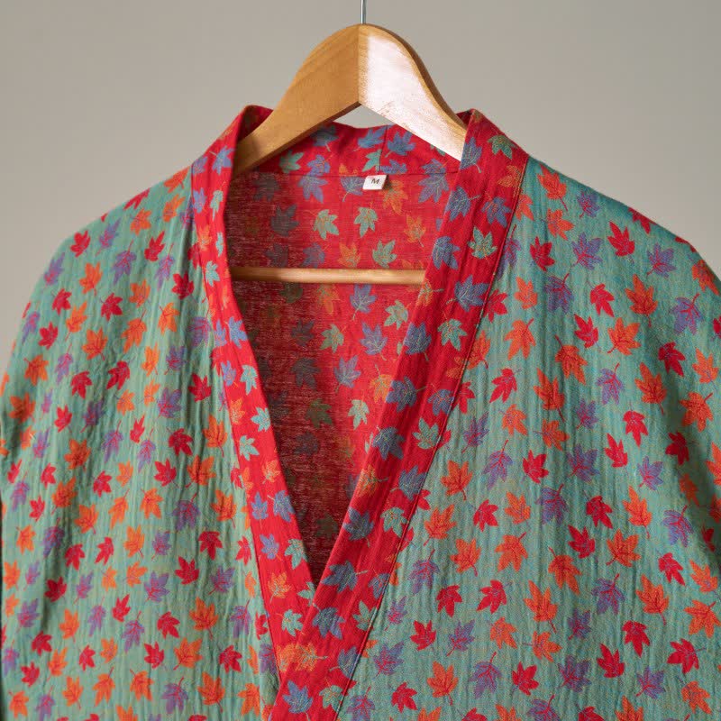 Peignoir kimono en coton bio imprimé feuille d'érable - image 18