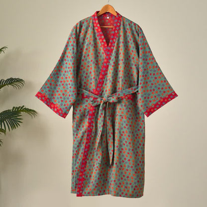 Peignoir kimono en coton bio imprimé feuille d'érable - image 15