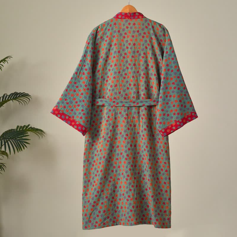 Peignoir kimono en coton bio imprimé feuille d'érable - image 16