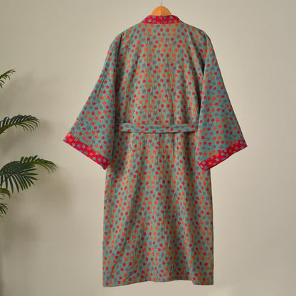 Peignoir kimono en coton bio imprimé feuille d'érable - image 16