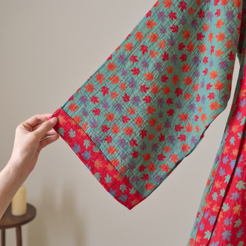 Peignoir kimono en coton bio imprimé feuille d'érable - image 22