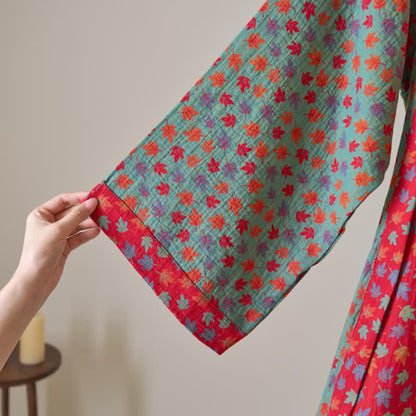 Peignoir kimono en coton bio imprimé feuille d'érable - image 22