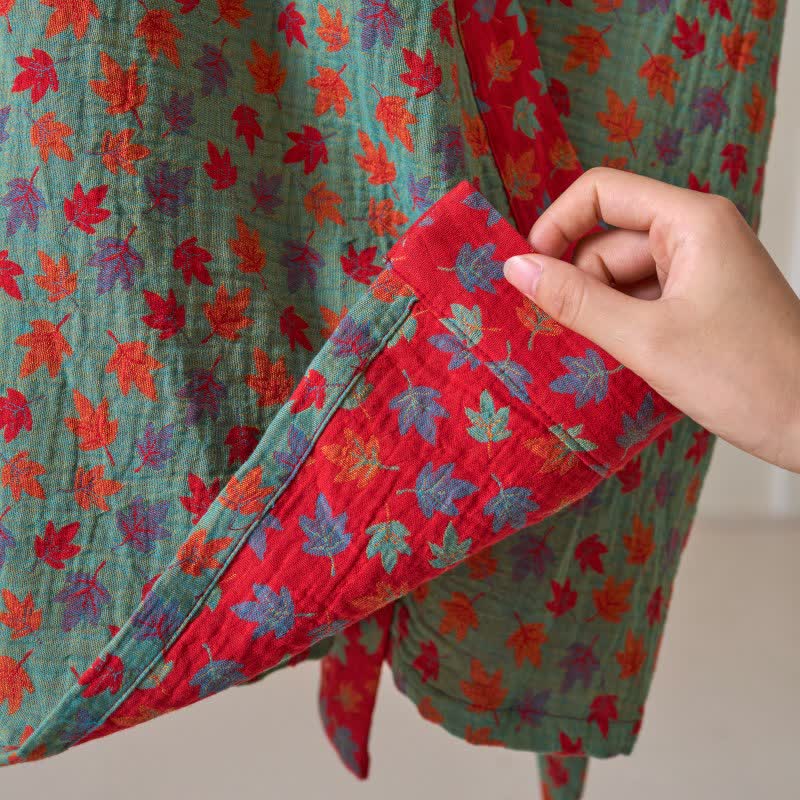 Peignoir kimono en coton bio imprimé feuille d'érable - image 23