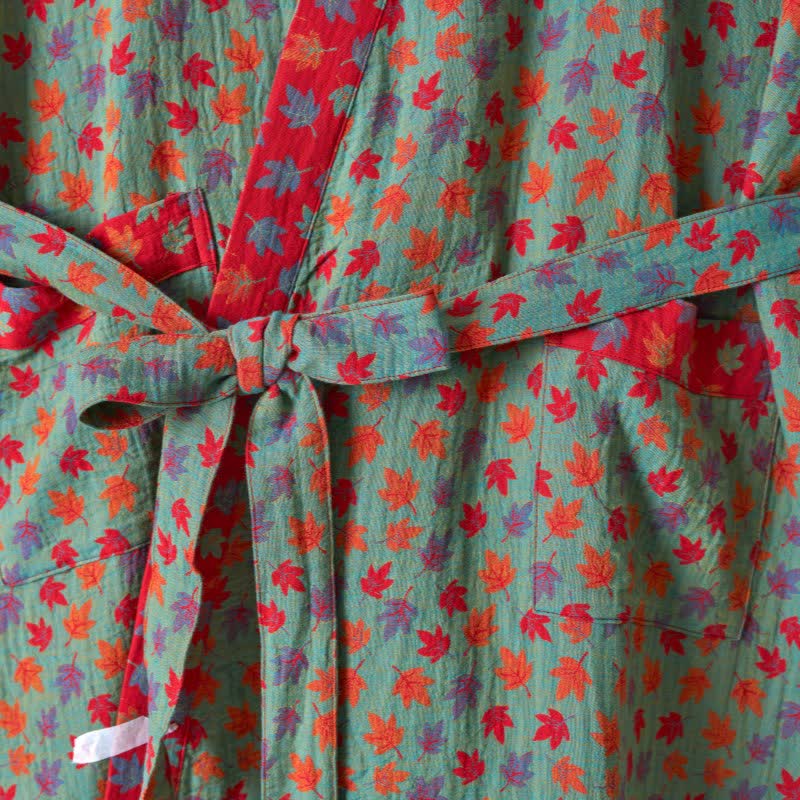 Peignoir kimono en coton bio imprimé feuille d'érable - image 19