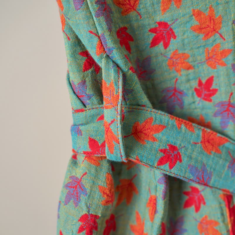 Peignoir kimono en coton bio imprimé feuille d'érable - image 20
