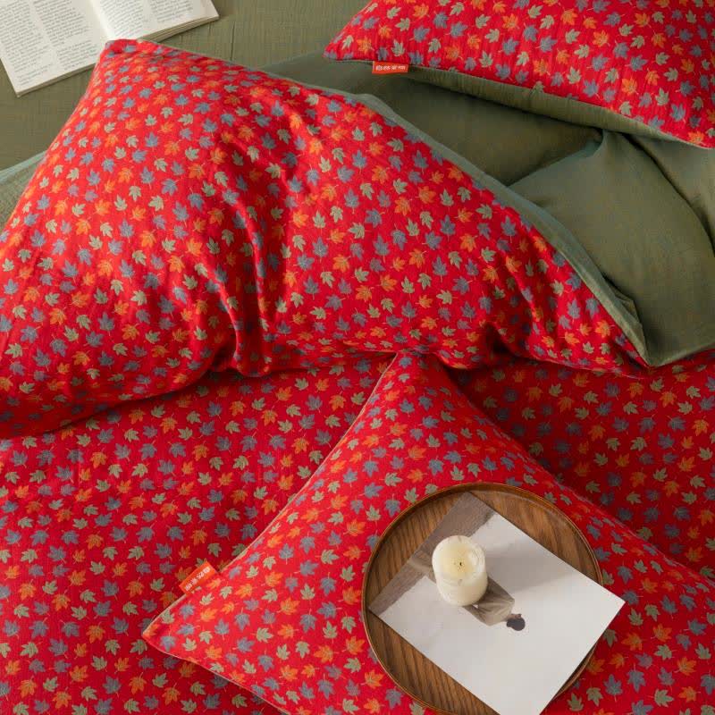 Parure de lit en gaze de coton motif feuille d'érable (4 pièces) - image 5