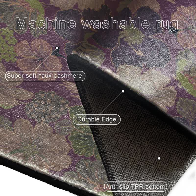 Tapis pliable antidérapant de style vintage avec motif botanique - image 6