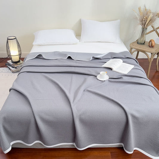 Couette simple et unie en coton gaufré - Gris - 200cm x 230cm - image 0