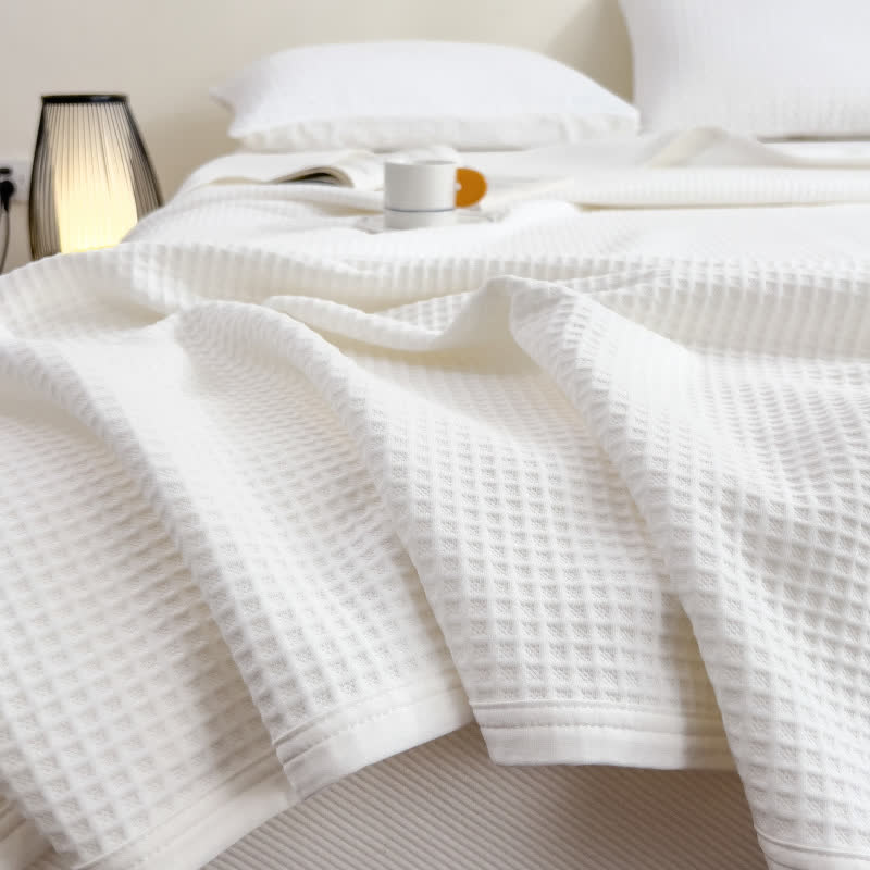 Couette simple et unie en coton gaufré - image 4