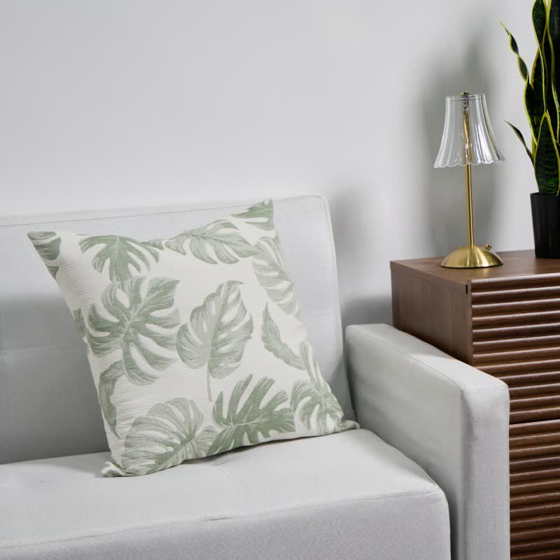 Taies d'oreiller carrées en gaze de coton jacquard à motif monstera (2 pièces) - image 3