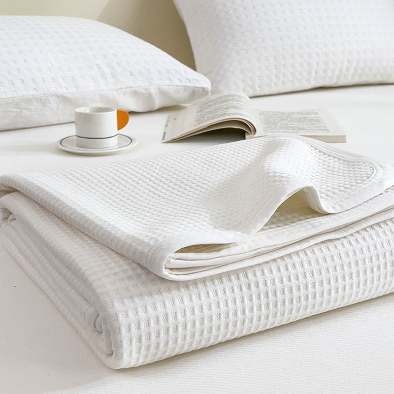 Couette simple et unie en coton gaufré - image 5