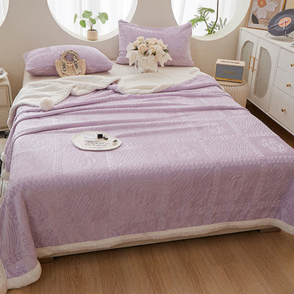 Couverture chaude à texture camélia - Violet - 200cm x 230cm - image 18