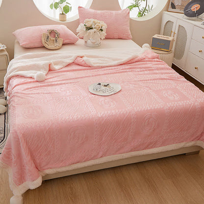Couverture chaude à texture camélia - Rose - 200cm x 230cm - image 8