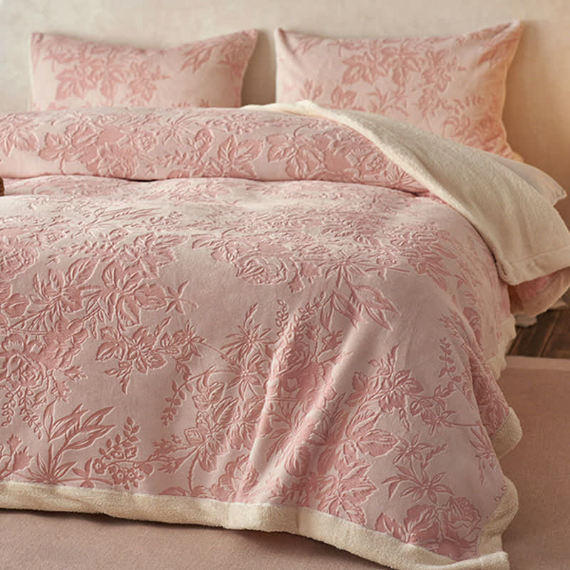 Couverture chaude en jacquard avec motif floral botanique - image 4