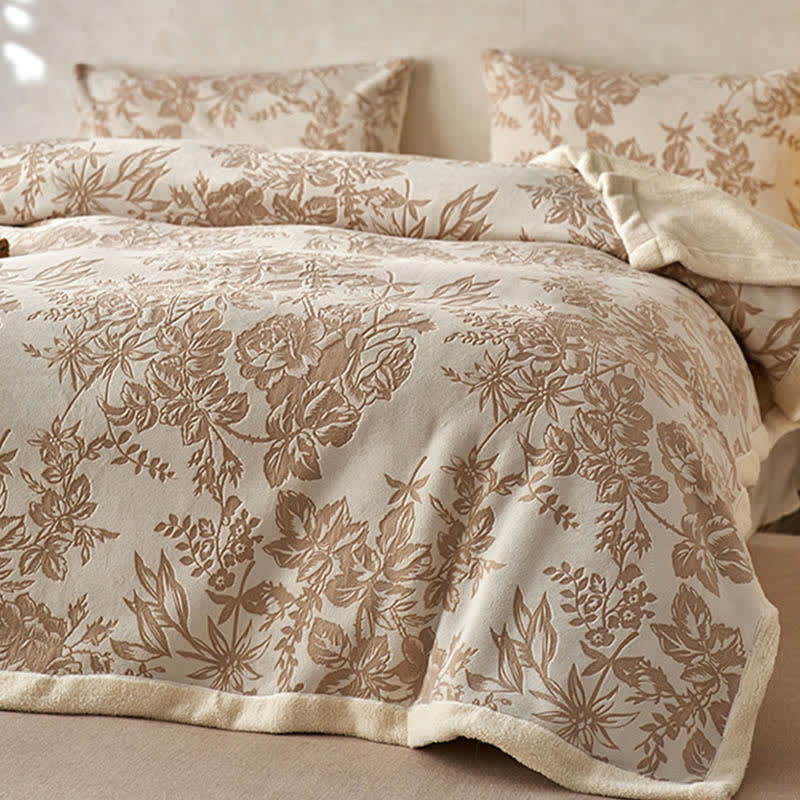 Couverture chaude en jacquard avec motif floral botanique - image 2